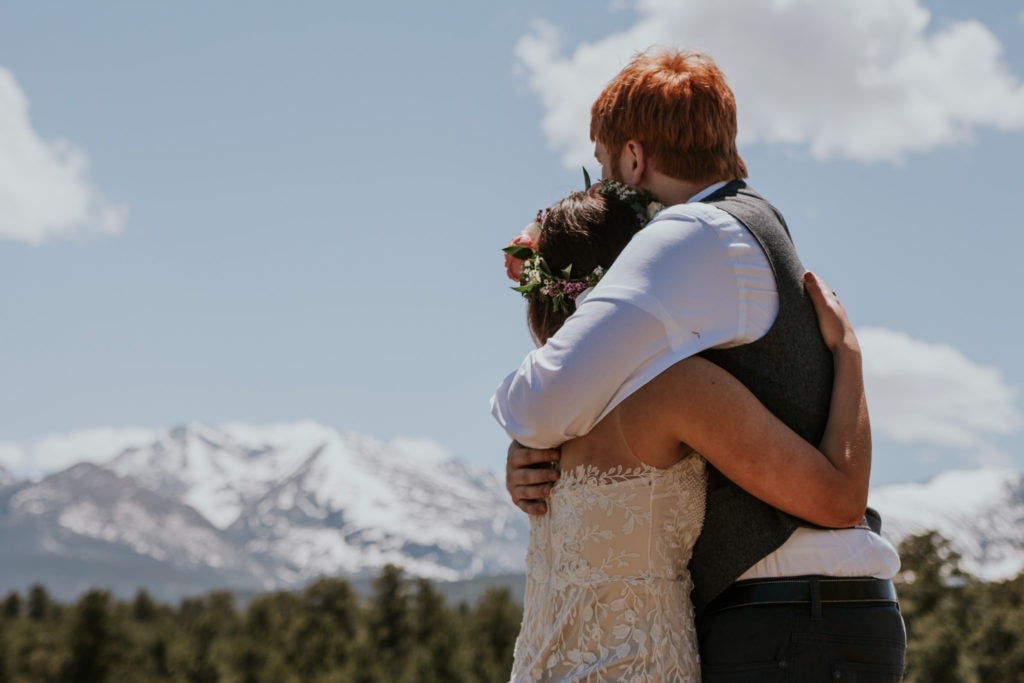 First look embrace rocky mountain national park Estes Park Rocky Mountain Wedding Photographer