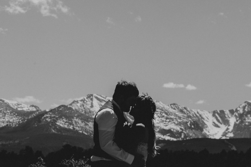 black and white kiss rocky mountains