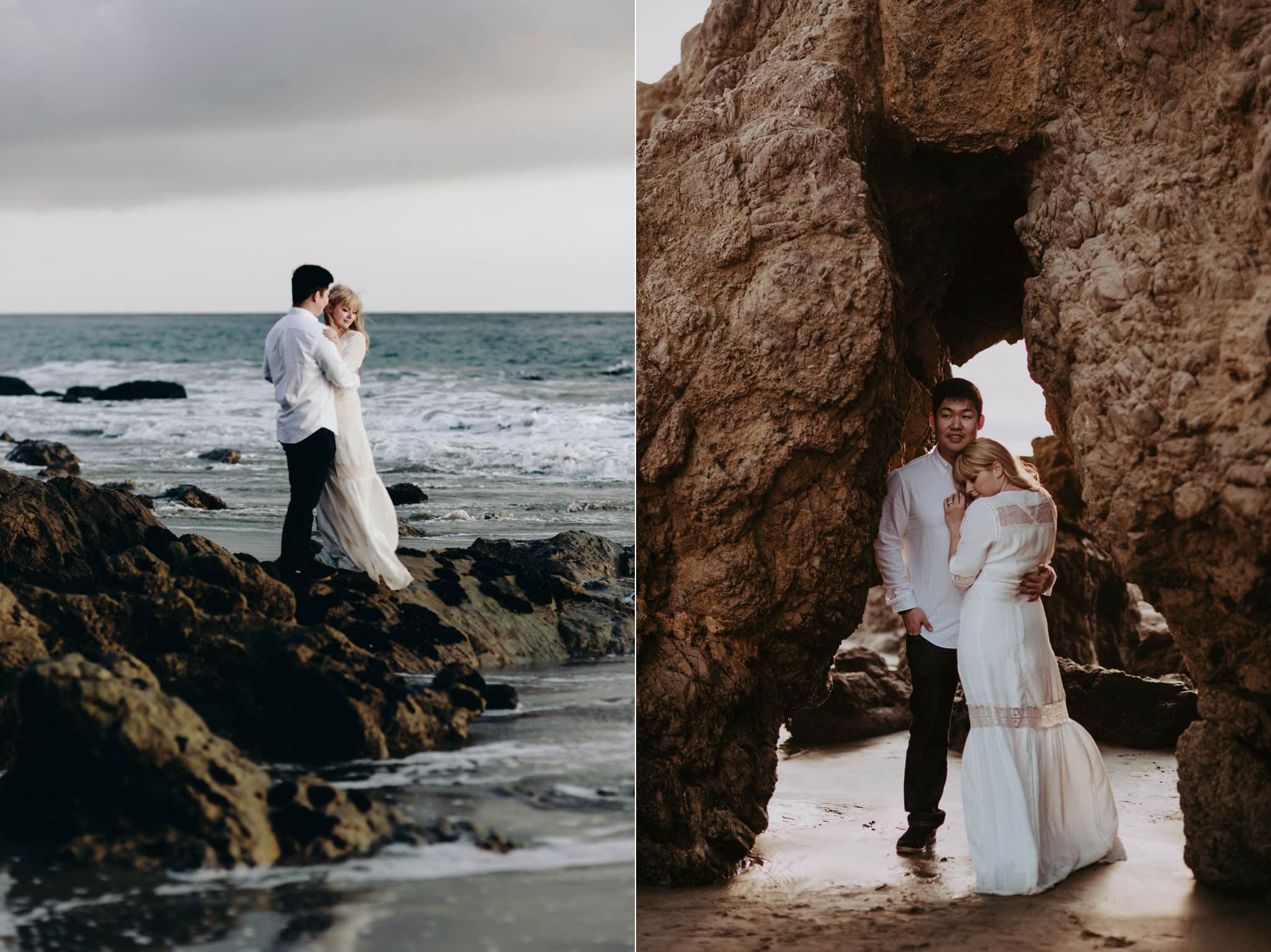 cliffs and caves oceanside sunset El Matador Beach Engagement Marcela Pulido Portland Wedding Photographer