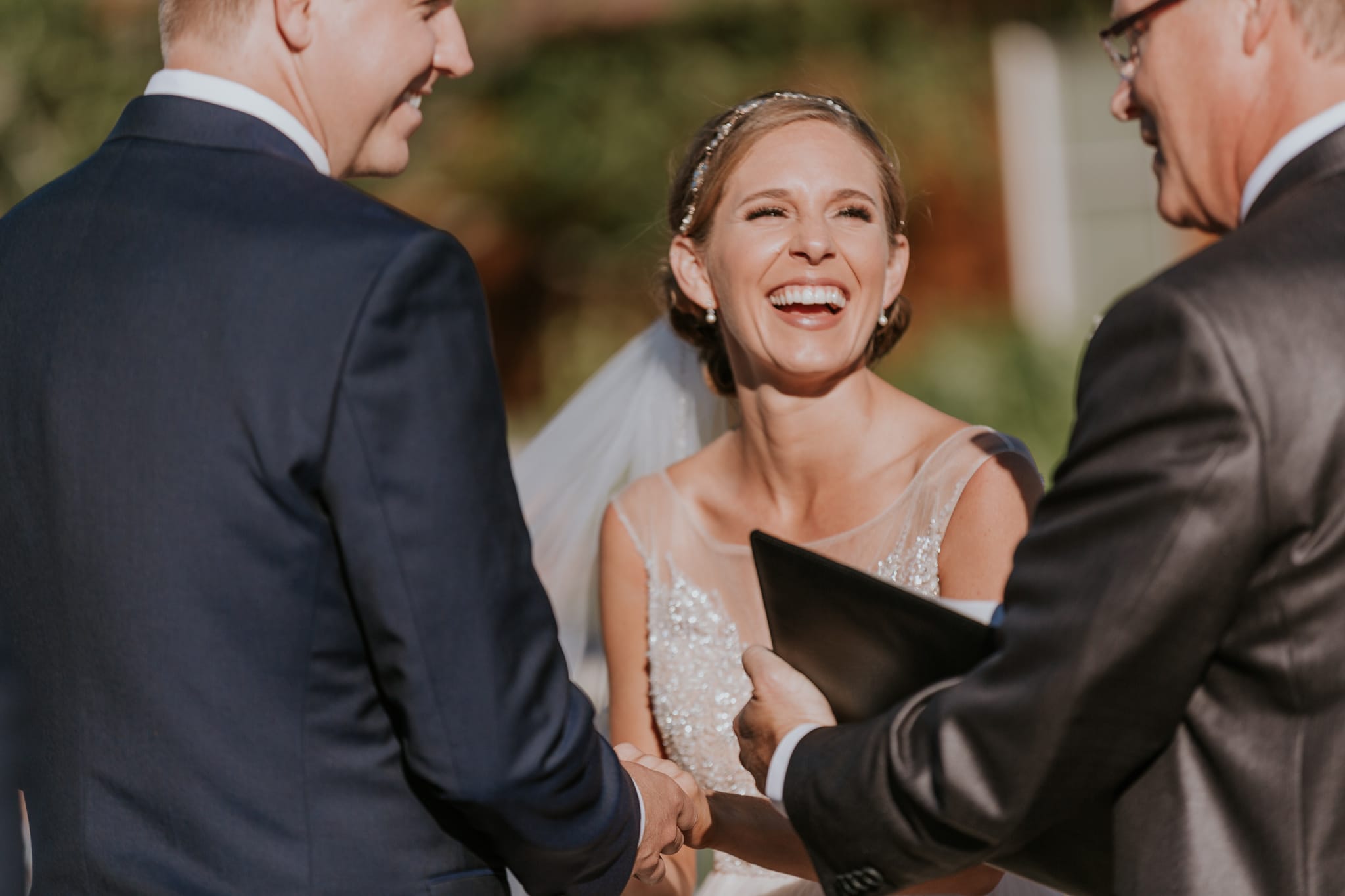 happy bride vows Youngberg Hill Wedding Portland Wedding Photographer Marcela Pulido