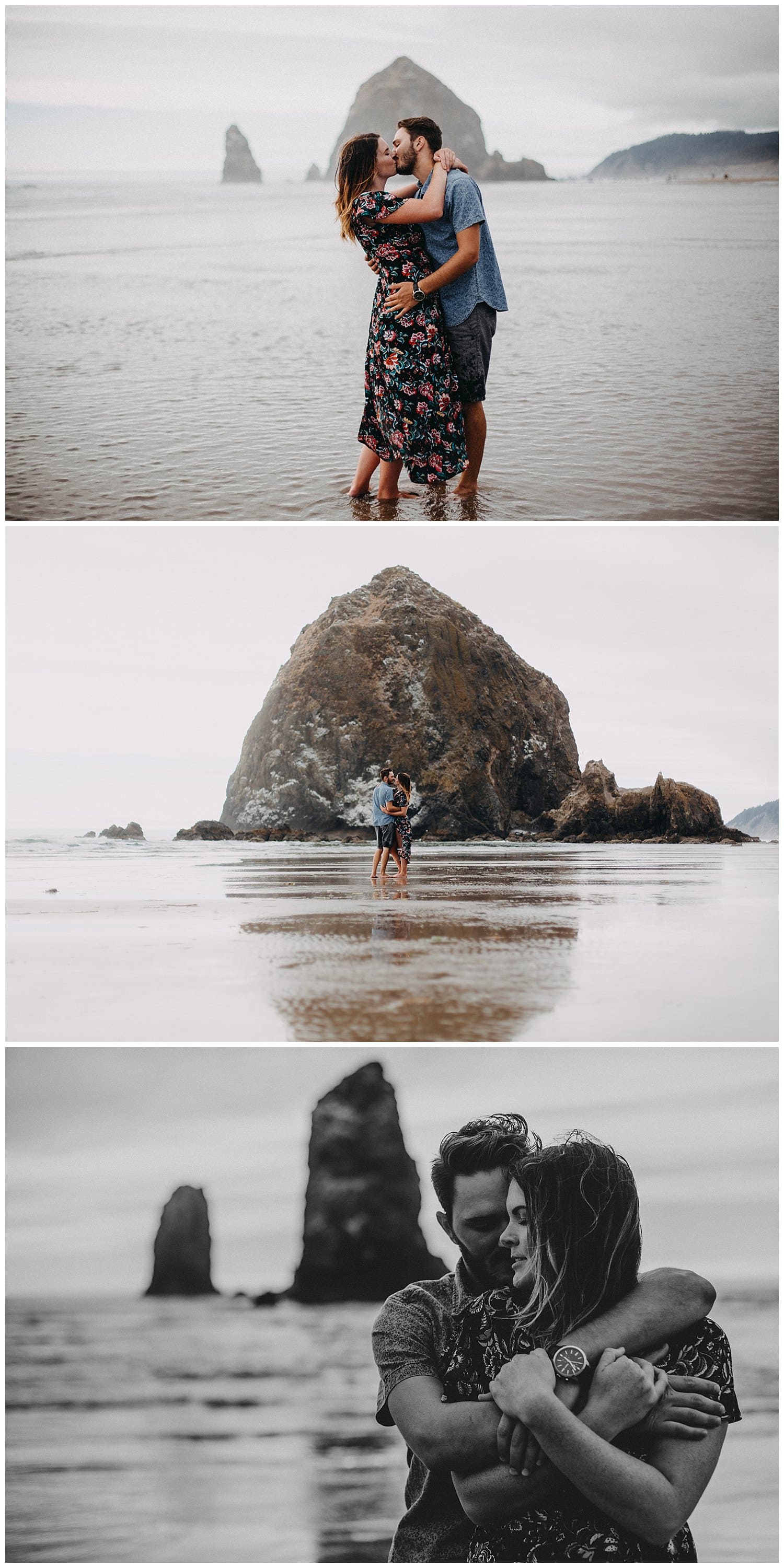 Bethany and Jesse intimate couples session at Haystock Rock on the Oregon Coast at Cannon Beach