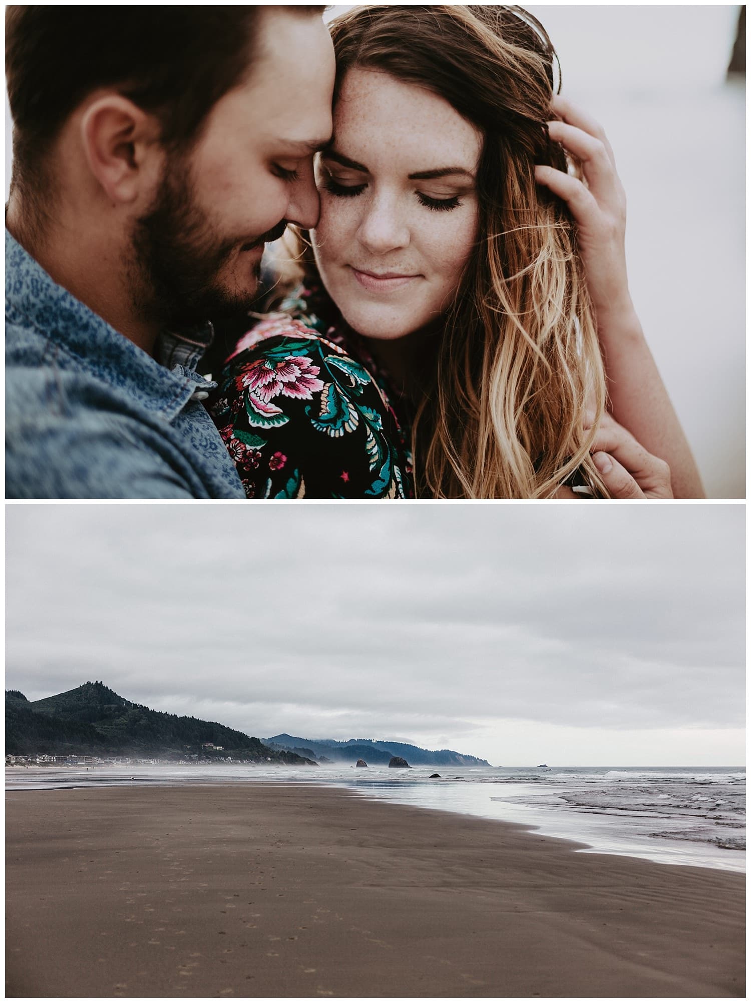 Bethany and Jesse intimate close up couples session at Cannon Beach