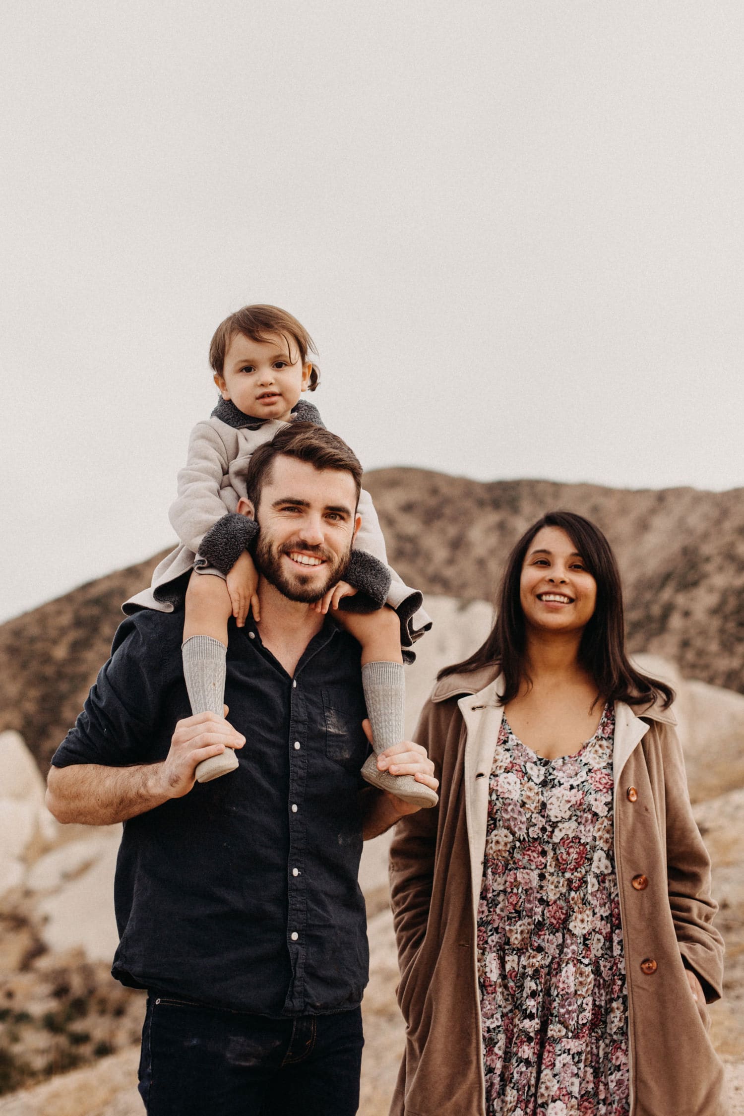 cute family portrait at san bernardino mountains at mormon rocks
