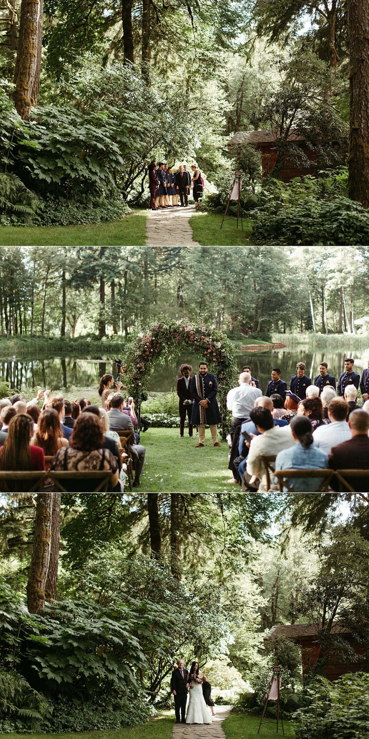 wedding ceremony photos at bridal veil lakes wedding venue by marcela pulido photography portland wedding photographer