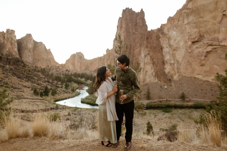 Smith Rock Engagement Photos in Bend with Perseids Meteor Shower